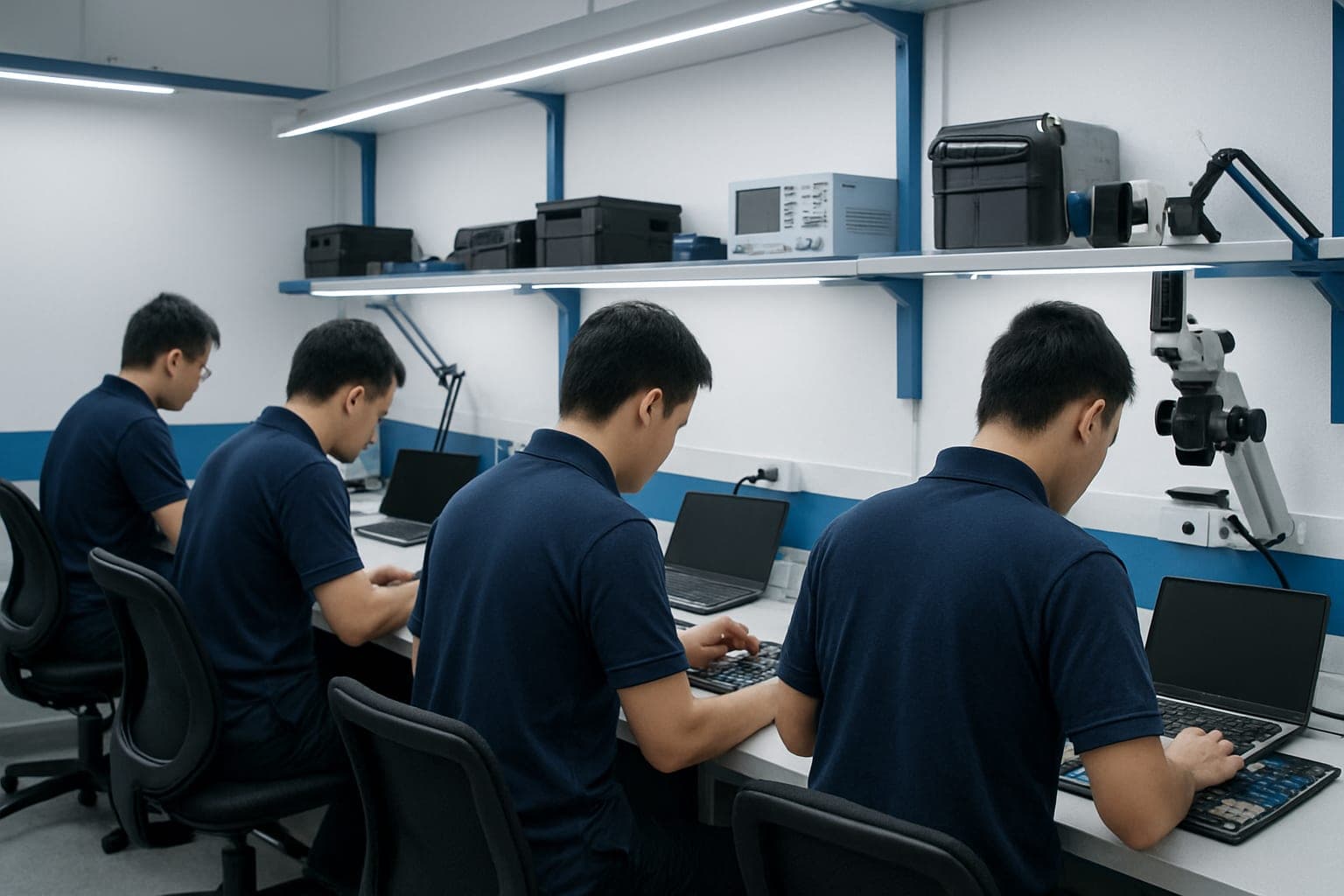 Đội ngũ kỹ thuật viên Laptop Bảo Việt tại bàn sửa chữa